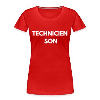 T-shirt Technicien Son - T-shirt bio Premium Femme - rouge - Devant - Mia (176cm)