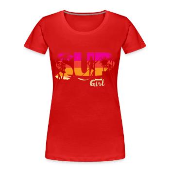 SUP board paddleboarding paddle supboard Stand Up - T-shirt bio Premium Femme - rouge - Devant - Mia (176cm)