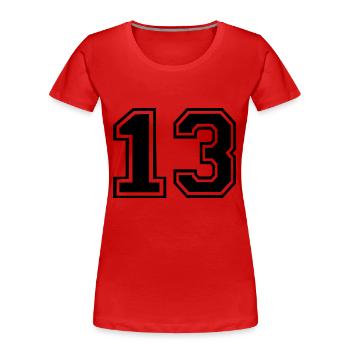13 - Frauen Premium Bio T-Shirt - Rot - Vorne - Mia (176cm)