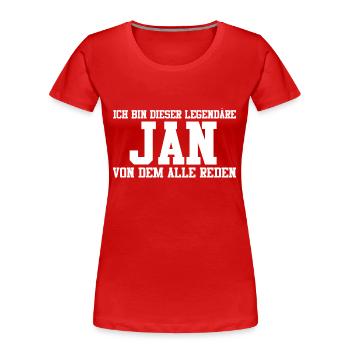 Jan Name Design - Frauen Premium Bio T-Shirt - Rot - Vorne - Mia (176cm)
