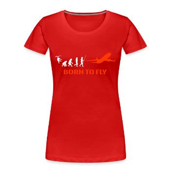 Flugzeug Pilot Evolution - Frauen Premium Bio T-Shirt - Rot - Vorne - Mia (176cm)