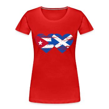 Kuba Schottland Flagge Herz used - Frauen Premium Bio T-Shirt - Rot - Vorne - Mia (176cm)
