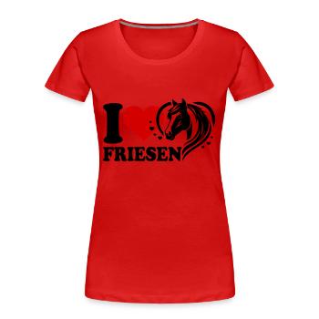 J’adore les Frisons de cheval - T-shirt bio Premium Femme - rouge - Devant - Mia (176cm)