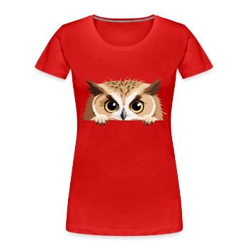 hibou jeter un coup d’œil mignon adorable drôle animal dessin animé - T-shirt bio Premium Femme - rouge - Devant - Mia (176cm)