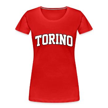 Logo Torino : Design collégial au style moderne - T-shirt bio Premium Femme - rouge - Devant - Mia (176cm)