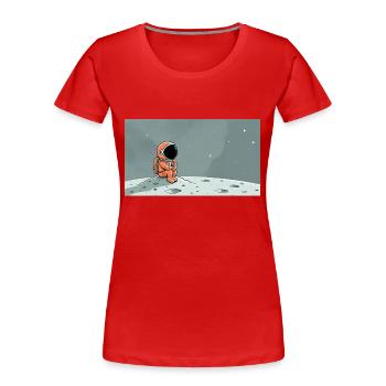 Eine skurrile digitale Illustration eines cartoon - Frauen Premium Bio T-Shirt - Rot - Vorne - Mia (176cm)