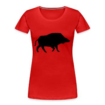 Wildschwein - Frauen Premium Bio T-Shirt - Rot - Vorne - Mia (176cm)