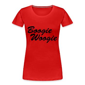 Boogie Woogie Schriftzug - Frauen Premium Bio T-Shirt - Rot - Vorne - Mia (176cm)