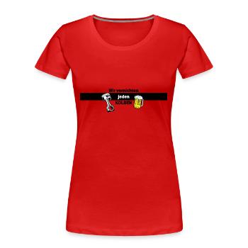 Wir vernichten jeden Kolben - Frauen Premium Bio T-Shirt - Rot - Vorne - Mia (176cm)