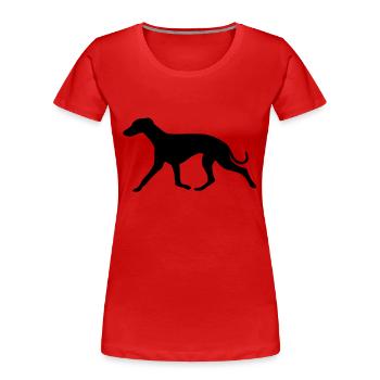 whippet2_cb - Frauen Premium Bio T-Shirt - Rot - Vorne - Mia (176cm)