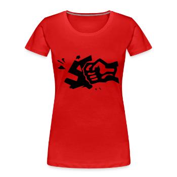 towards the right - Women's Premium Organic T-Shirt - red - Front - Mia (176cm)