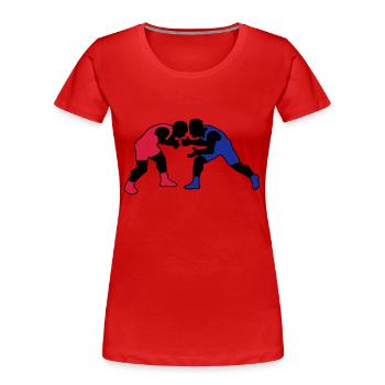Ringen Zeichnung Sport Kampf Wrestler Wrestling - Frauen Premium Bio T-Shirt - Rot - Vorne - Mia (176cm)