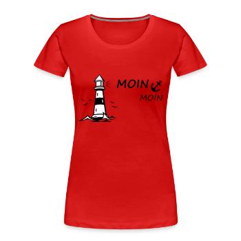 Moin Moin - Frauen Premium Bio T-Shirt - Rot - Vorne - Mia (176cm)
