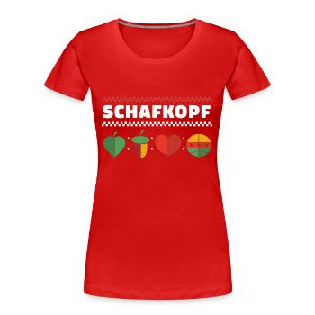 Schafkopfen Schafkopf Kartenspiel Spielkarten - Frauen Premium Bio T-Shirt - Rot - Vorne - Mia (176cm)