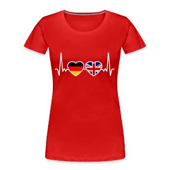 Großbritannien Flagge Deutschland Britisch Deutsch - Frauen Premium Bio T-Shirt - Rot - Vorne - Mia (176cm)