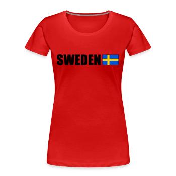 Suède - T-shirt bio Premium Femme - rouge - Devant - Mia (176cm)