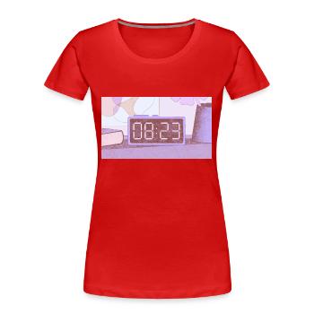 Time – 8:23 - Women's Premium Organic T-Shirt - red - Front - Mia (176cm)