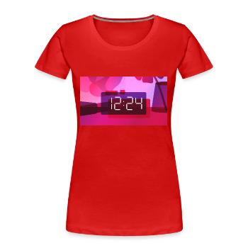 Time – 12:24 PM - Women's Premium Organic T-Shirt - red - Front - Mia (176cm)