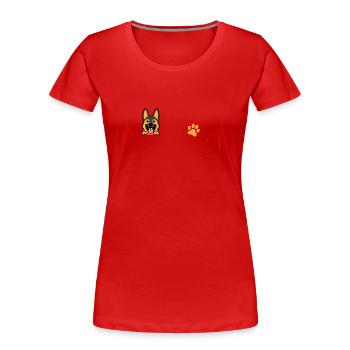 German Shepherd Heartbeat Funny - Women's Premium Organic T-Shirt - red - Front - Mia (176cm)