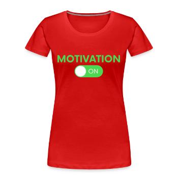 Motivation ON - T-shirt bio Premium Femme - rouge - Devant - Mia (176cm)