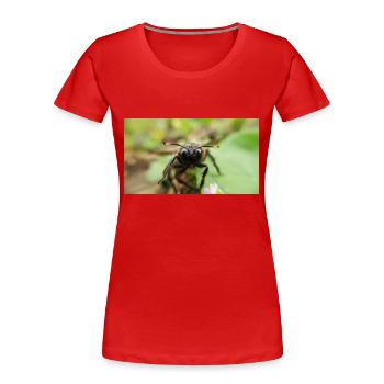 Blue Wood Bee Macro Photography - Women's Premium Organic T-Shirt - red - Front - Mia (176cm)