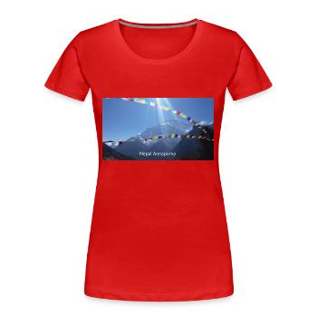 Nepal Annapurna - Frauen Premium Bio T-Shirt - Rot - Vorne - Mia (176cm)