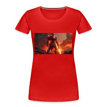 Fantasy Lava Knight - Frauen Premium Bio T-Shirt - Rot - Vorne - Mia (176cm)