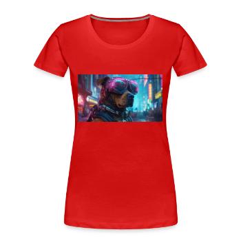 American Bulldog dans le style cyberpunk - T-shirt bio Premium Femme - rouge - Devant - Mia (176cm)