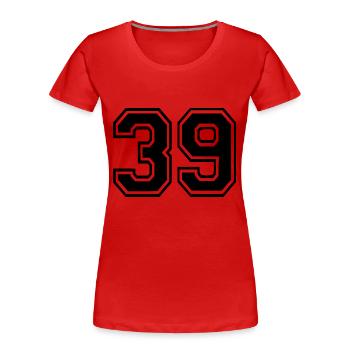 39 - T-shirt bio Premium Femme - rouge - Devant - Mia (176cm)