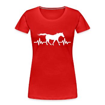Herzschlag - Pferd Hengst Stute Ross Reitsport - Frauen Premium Bio T-Shirt - Rot - Vorne - Mia (176cm)