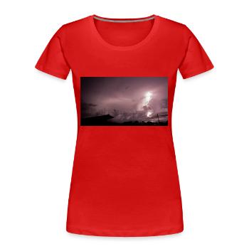 Blitzschlag auf die Stadt - Frauen Premium Bio T-Shirt - Rot - Vorne - Mia (176cm)