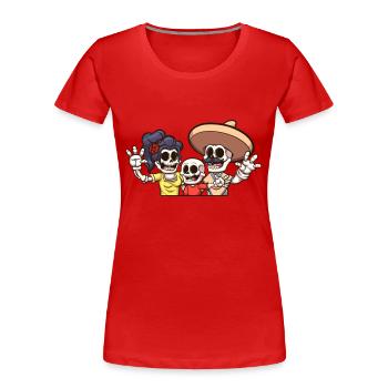 Famille de squelettes mexicains - T-shirt bio Premium Femme - rouge - Devant - Mia (176cm)