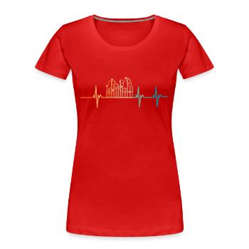 Herzschlag-Achterbahn - Frauen Premium Bio T-Shirt - Rot - Vorne - Mia (176cm)