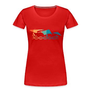 Gleitschirmfliegen liegt mir im Blut - Frauen Premium Bio T-Shirt - Rot - Vorne - Mia (176cm)