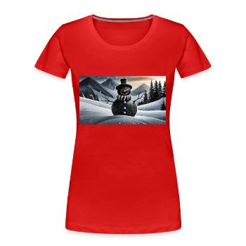 drôle hooey un bonhomme de neige est noir - T-shirt bio Premium Femme - rouge - Devant - Mia (176cm)