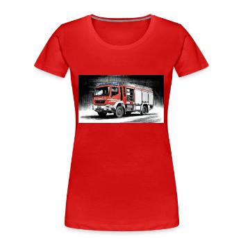 Camion de pompiers - T-shirt bio Premium Femme - rouge - Devant - Mia (176cm)