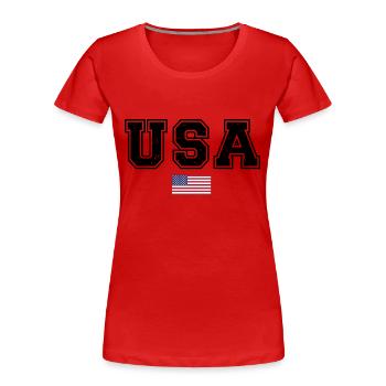 TEAM USA amerikanische Flagge Fahne unter Schrift - Frauen Premium Bio T-Shirt - Rot - Vorne - Mia (176cm)