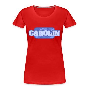 Nom : Carolin - T-shirt bio Premium Femme - rouge - Devant - Mia (176cm)