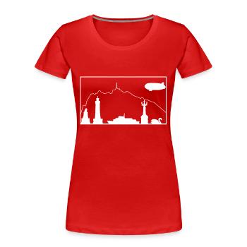 Bodensee & Pfänder | Silhouette filled | Weiß - Frauen Premium Bio T-Shirt - Rot - Vorne - Mia (176cm)