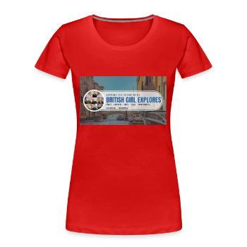 Tour du monde avec British Girl explore - T-shirt bio Premium Femme - rouge - Devant - Mia (176cm)