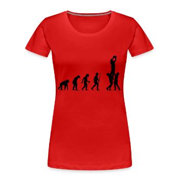 L'évolution de Rugby - T-shirt bio Premium Femme - rouge - Devant - Mia (176cm)