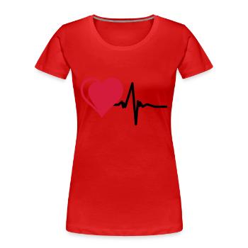 Coeur avec impulsion - T-shirt bio Premium Femme - rouge - Devant - Mia (176cm)