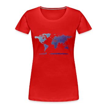 Detailed World Map as Tshirt Design PolyWorld - Women's Premium Organic T-Shirt - red - Front - Mia (176cm)