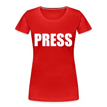 Press - T-shirt bio Premium Femme - rouge - Devant - Mia (176cm)