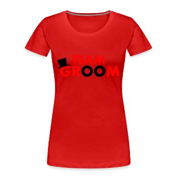 Team groom - T-shirt bio Premium Femme - rouge - Devant - Mia (176cm)