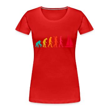 Evolution Graphic Sailboat Captain Sailing Sea Boa - Frauen Premium Bio T-Shirt - Rot - Vorne - Mia (176cm)
