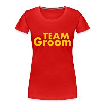 Team groom - T-shirt bio Premium Femme - rouge - Devant - Mia (176cm)