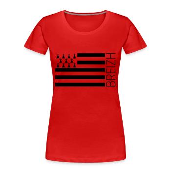 Breizh - Drapeau breton Gwenn-ha-du - T-shirt bio Premium Femme - rouge - Devant - Mia (176cm)