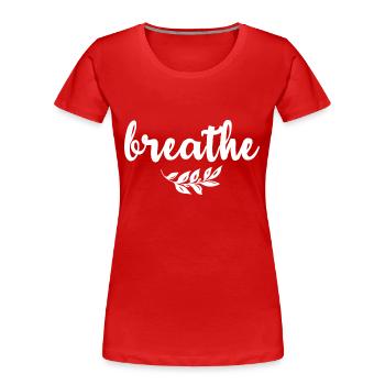 Cadeau de yoga pour Yogis Méditation Idée cadeau Om - T-shirt bio Premium Femme - rouge - Devant - Mia (176cm)