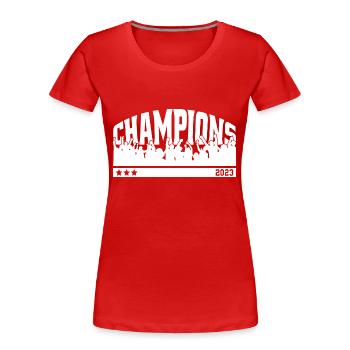 Champions 2023 - Frauen Premium Bio T-Shirt - Rot - Vorne - Mia (176cm)